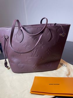 Pre owned Louis Vuitton Neverfull MM Empreinte Leather Tote Bag Mauve good condition