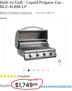 Blaze Prelude 32” 4 Burner Built-In Gas Grill BLZ-4LBM New Complete
