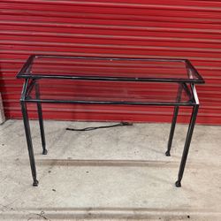 Black Metal Sofa Table / Console Table With 2 Glass Shelves 42"x15" & 33 " Tall 