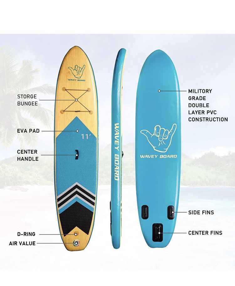 BOARD Inflatable 11’ Stand Up Paddle Board for Adult Premium SUP Blow up Paddle Board