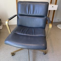 Cooper Mid-Century Leather Swivel Office Chair