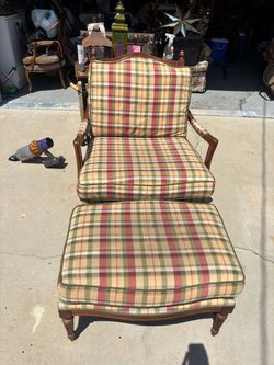 Plaid Chair with ottoman $15