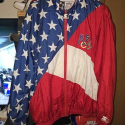 USA Olympic Team Nylon Jacket Starter Size Large  starter