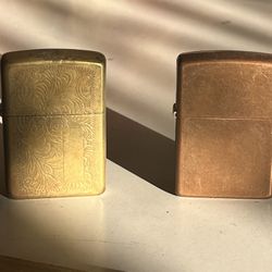 Copper And Brass Vintage Zippo Lighters