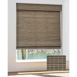 Cordless Bamboo Roman Shades, Light Filtering Window Blinds 29.5x64 Inches