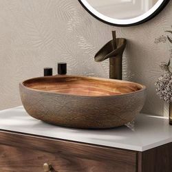 ❤️‍🔥 19" Oval Ceramic Bathroom Sink – Matte Glazed Vessel Sink. $ 70