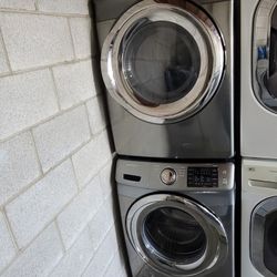 Samsung Front Loading Washer And Stackable Gas Dryer Set In Stainless Steel 