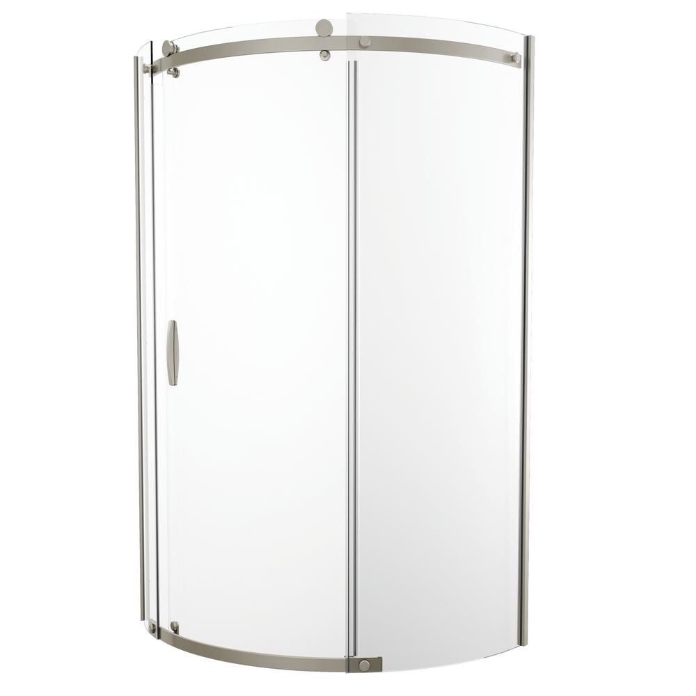 New 38” delta frameless corner sliding shower door enclosure in stainless steel $300