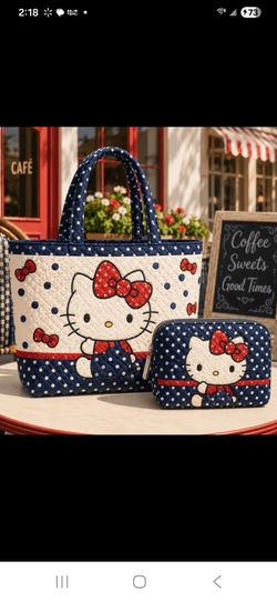 Hello Kitty Quilted Tote Bag and Pouch Set