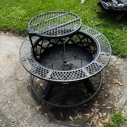 Portable Wood Burning Firepit With Adjustable Cooking Grid