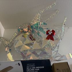 Iridescent Christmas Reindeer and Santa Sleigh Set, Lighted Christmas Yard Decoration, Perfect for Indoor or Outdoor Lawn Ornaments - 4ft w/ 140 Light