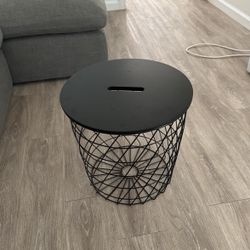 Black Metal Basket End Table 