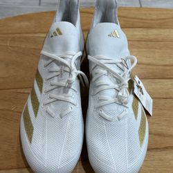  Adidas ADIZERO ELECTRIC+ White Gold Football Cleats IE3287 Men’s Size 14