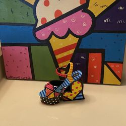 Romero Britto Wedge Sandal, And Serrano Painting