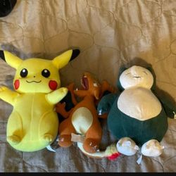 okemon Charizard, Snorlax, Pikachu Plush Figures