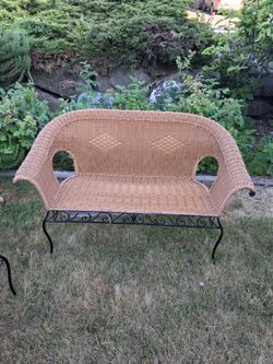 Pair Outdoor Rattan Benches