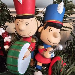 $15.00 - Christmas Peanuts Ornaments, Lucy & Charlie Brown Drummers By Kurt S. Adler - "Like New" Condition!