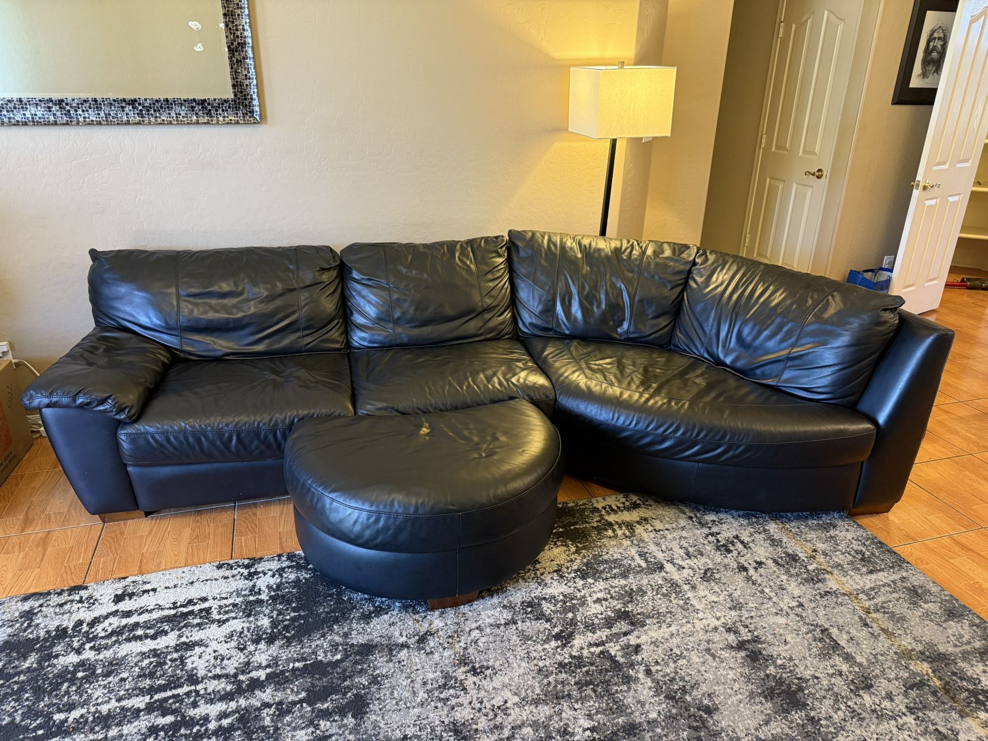IKEA Black Leather Couch