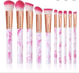 Hot Pink Marble Makeup Brush Set