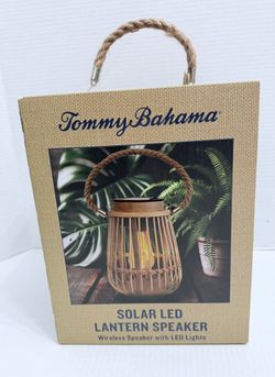 Tommy Bahama Solar Led Lantern Wireless Speaker Water Resistant Bluetooth New