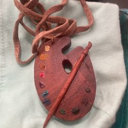 Vintage Wood “Artist” Necklace 