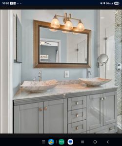 Double Sink Bathroom Vanity with Stone Top