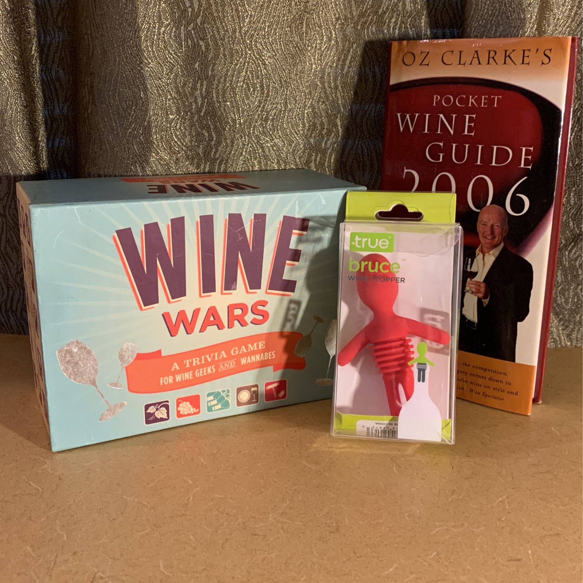 BUNDLE: Trivia Game/Wine Guide/BottleStopper - “WINE WARS - TRIVIA GAME FOR WINE GEEKS AND WANNABES” (& OZ CLARKE’S POCKET WINE GUIDE) - New Condition