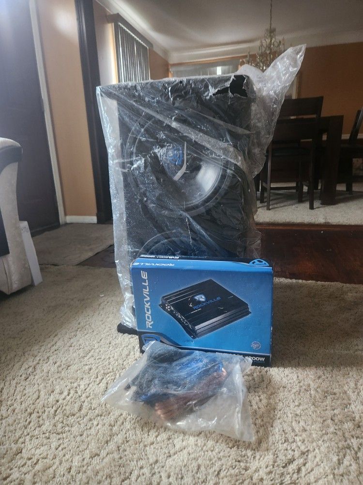 Rockville Audio 12" Subwoofer Kit - Dual Subs, Amps, and Wiring. Box Opened But Never Used