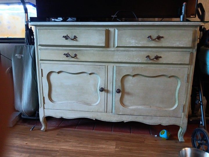 Vintage Mid-century French Style Sage Green Dresser