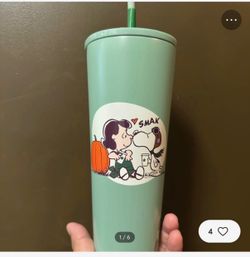 Snoopy and Lucy Stainless Steel Starbucks Cold Cup with Straw