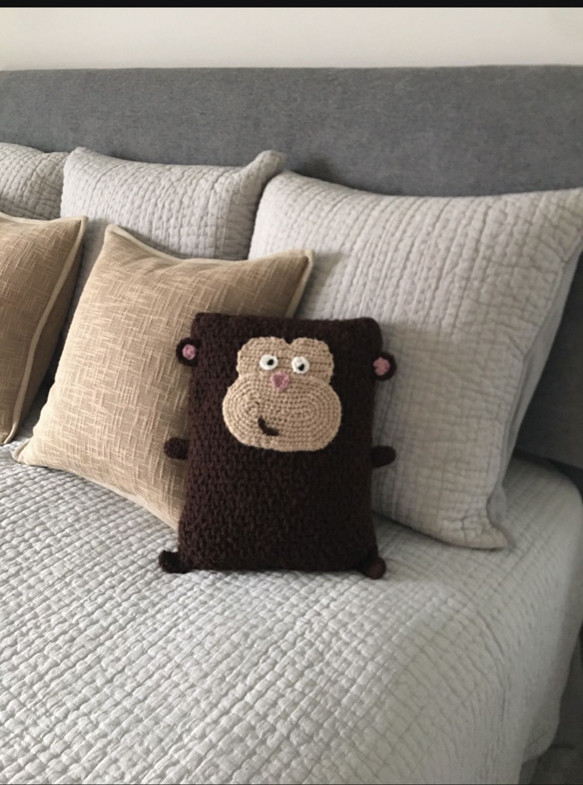 Crocheted Monkey Pillow