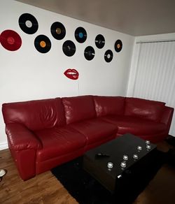 Red leather couch