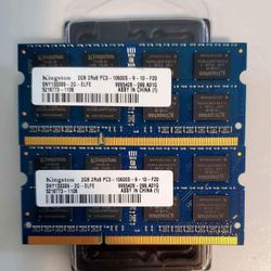 VERY NEW 2 x Kingston SNY1333S9-2G-ELFE 2GB 204Pin SO-DIMM DDR3 Laptop Ram