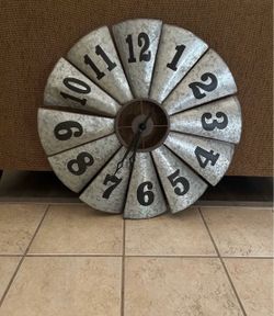 Large Galvanized Metal Windmill Wall Clock