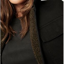 Good American Sherpa Denim Jacket - Black L/ XL