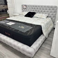New King Bed Frame With Mattress 