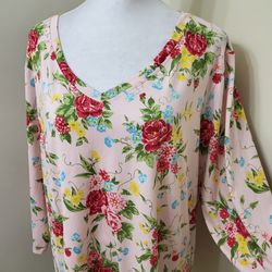 Pioneer Woman V Neck Pink Floral Top Size XL
