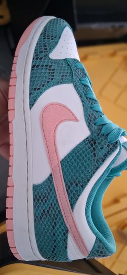 Size 10. - Nike Dunk Low Washed Teal Snakeskin