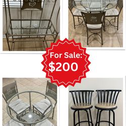 Round Dining Table w/ chairs and Bar Cabinet - OBO