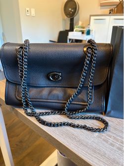 Coach Parker Black Pebbled Leather Medium Purse