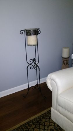 Iron and glass candle holder