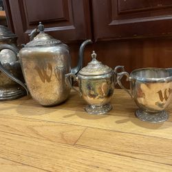 Set Of 4 Antique Plated Silver Items 