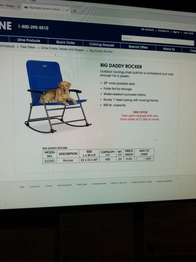 Uline Big Daddy Rocking Chair S-23921 Big Daddy Rocker