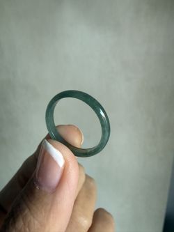 Real Jade Ring US 7.5 Grade A Jadeite Green Jade Band Ring Smooth Thin Texture