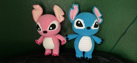 Stitch And Angel Handmade plushies