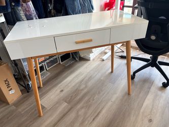 White desk with one drawer, modern design