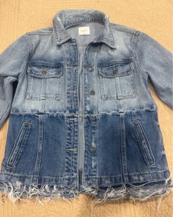 Hidden Distressed Denim Jean Jacket size XS