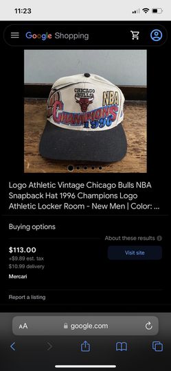 VINTAGE CHICAGO BULLS 1996 NBA CHAMPIONS LOCKER ROOM SNAPBACK CAP BY: LOGO  ATHLETIC