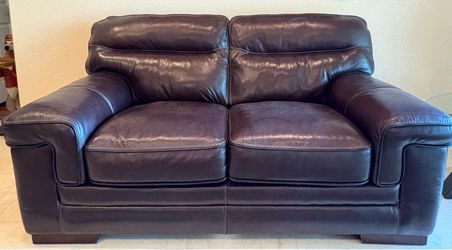 Dark Brown Leather Loveseat – 68” Wide – Excellent Condition