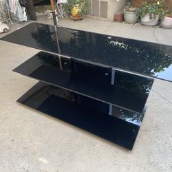 Tv Stand With 3 Tier Glass Shelves